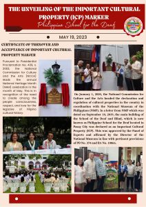 The Unveiling of the Important Cultural Property (ICP) Marker of Philippine School for the Deaf
