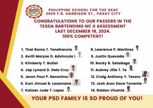 Congratulations Bartending NC II Passers